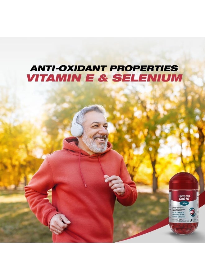 ليمتليس كبسولات CoQ10 بتركيز 100 ملغ، مع فيتامين E والسيلينيوم، لدعم مضادات الأكسدة وإنتاج الطاقة، 60 كبسولة - Image 3